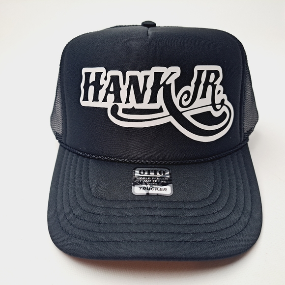Hank Williams Jr. Bocephus Foam Trucker Mesh Snapback Cap Hat Black new - Picture 2 of 4